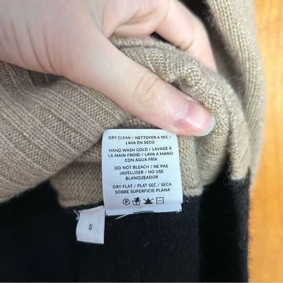 Naadam Asymmetrical Colorblocked Crewneck Wool Cashmere Blend Sweater Size Small - Picture 7 of 10